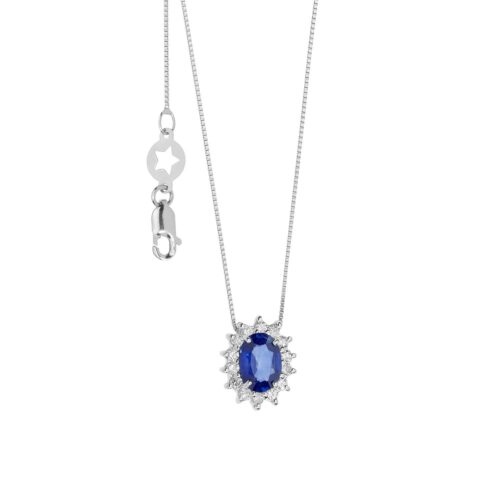 Collana Comete Oro Diamanti e Zaffiro GLB 1564