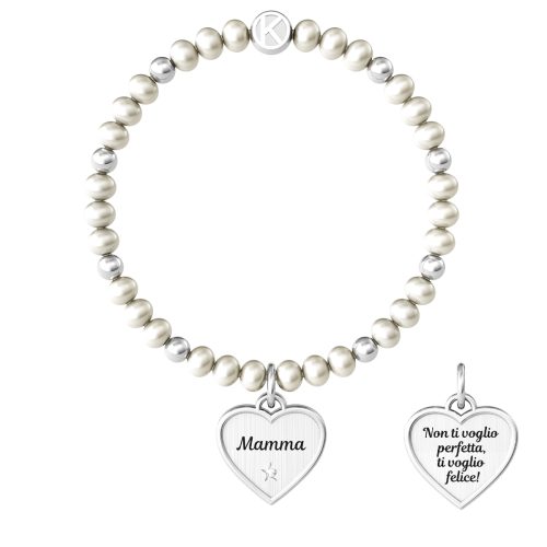 Bracciale con perle coltivate e acciaio 316L