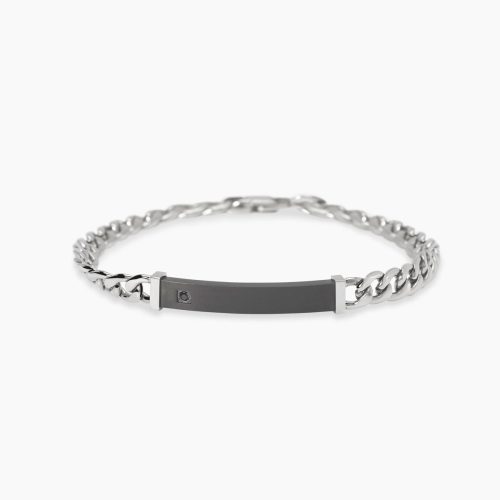 Bracciale in acciaio 316L PVD nero cristalli