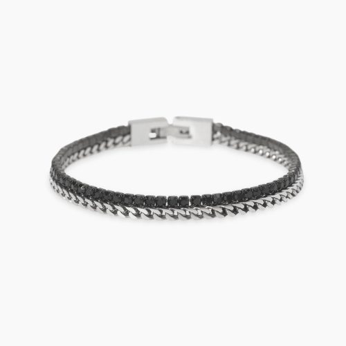 Bracciale in acciaio 316L PVD gunmetal cristalli