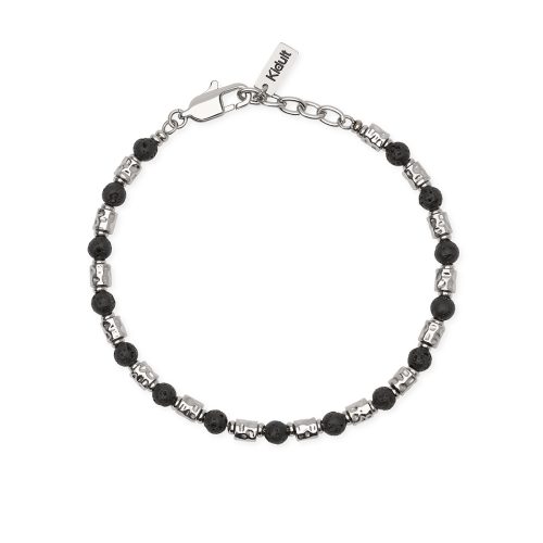 Bracciale in acciaio 316L pietra lavica
