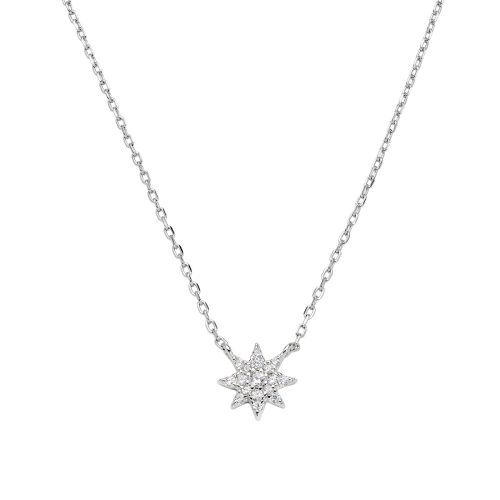 Collana in AG925 con zirconi bianchi - Rodio - Lungh. 40 + 5