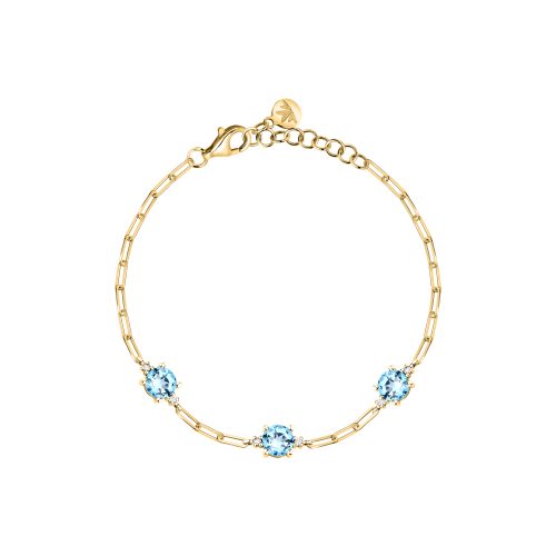 TESORI BR SILV925 YG CZ L.BLUE 16+3CM