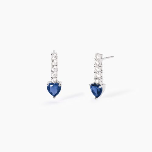Orecchini in argento 925/°°° zaffiro sint zirconi