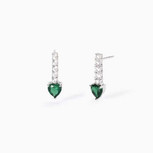 Orecchini in argento 925/°°° smeraldo sint zirconi