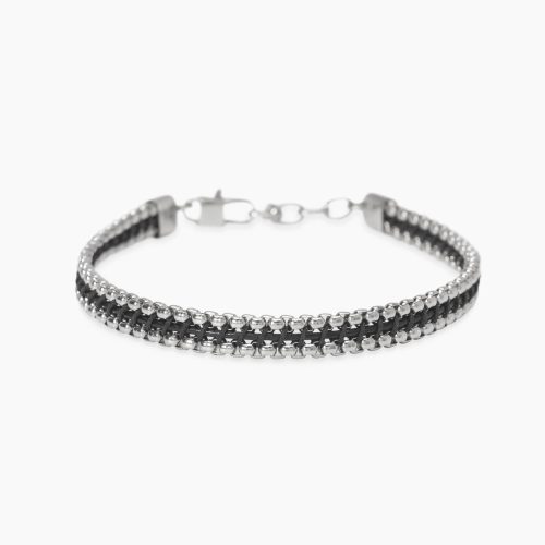 Bracciale in acciaio 316L nylon pelle